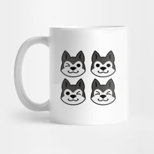 Four Black and White Siberian Huskies Mug